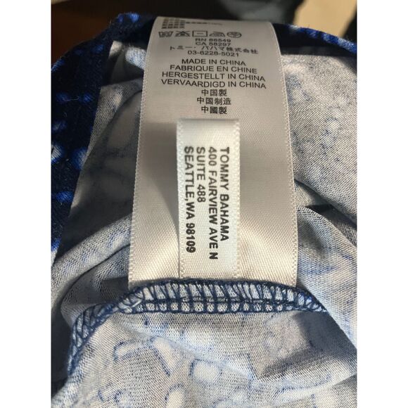 Tommy Bahama Blue Printed Sleeveless Midi Dress Size XL |Hi-Low Hem Casual Dress - Picture 8 of 8